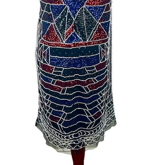 AIDAN MATTOX BEADED GEOMETRIC SLEEVELESS MINI SHEATH DRESS NWT WOMEN'S SIZE 8 - Picture 15 of 16